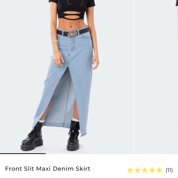 Edikted Sky Blue Denim Maxi Skirt - Picture 3 of 7